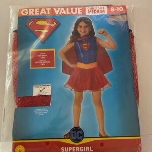 SuperGirl Superhero Halloween Costume Girl's Size Medium 8/10 DC Comics Dress-up